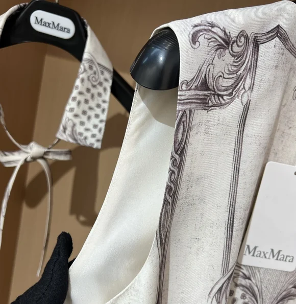 MaxMara Printed Mikado shirt dress - Ivory - Picture 11 of 14